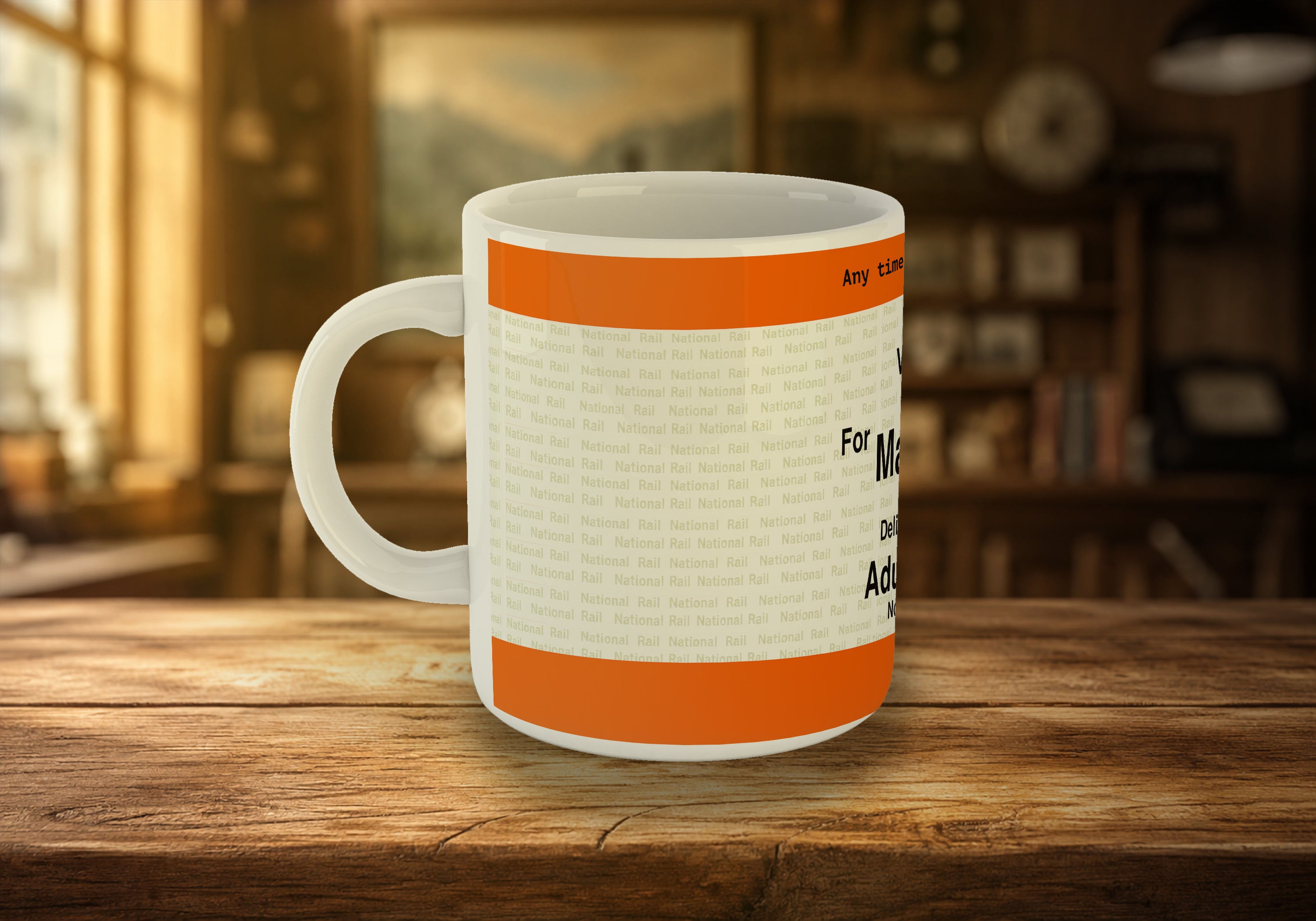 Novelty Rail Ticket 11oz Mug (Personalised)
